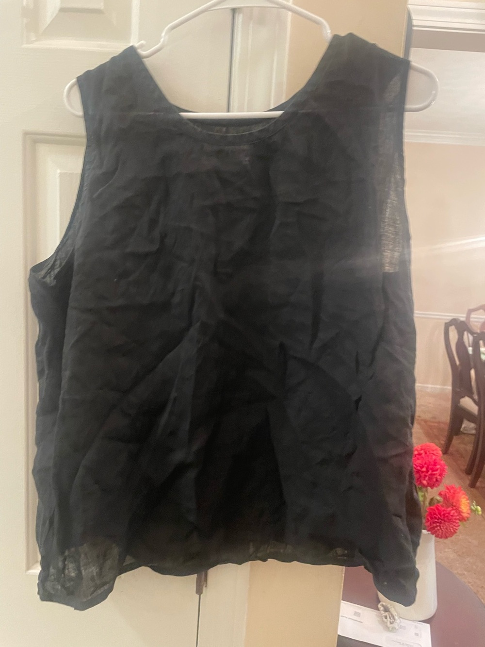 FLAX by Jeanne Engelhart Black 100% Linen Top — Size Large